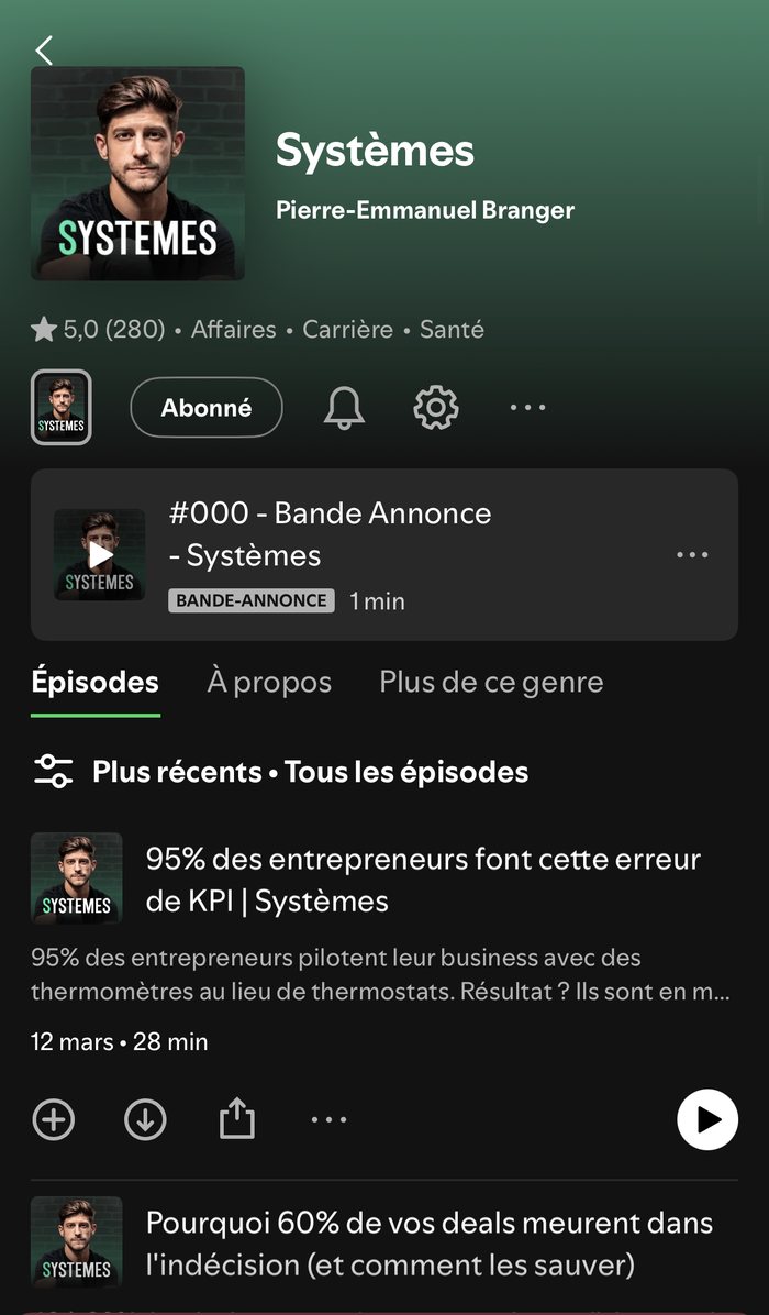 Le podcast Systèmes sur Spotify, noté 5,0 sur 280 avis